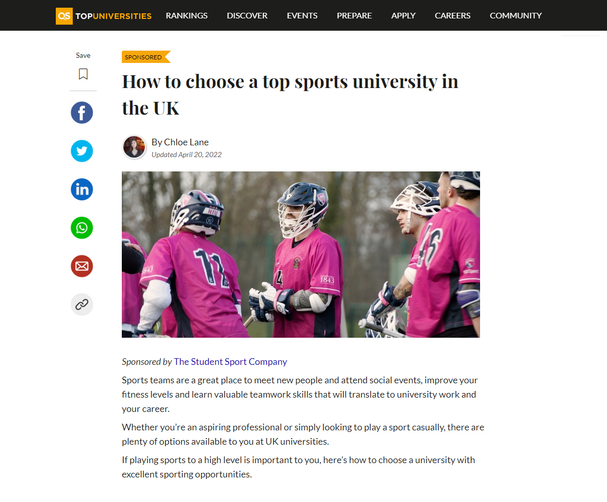 QS Top Universities Website